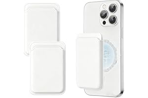 JEYORZY 2 Stück Magnetisches Handy Wallet, PU Leder Card Holder, rutschfestem Silikon und magnetischem Kartenhalter, RFID-Schutz, Magnetische Geldbörse für iPhone, RFID-Kreditkartenhülle, Weiß