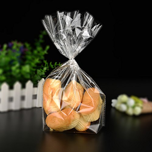 Outus 100 Stück 5,7 x 10 Zoll Klare Cellophan Taschen OPP Taschen Block Boden Kunststoff Taschen Behandeln Taschen für Cookie, Bäckerei, Süßigkeiten, Geschenk - 3