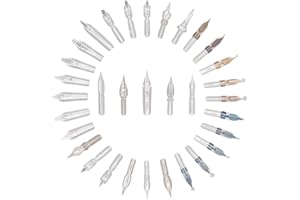 Gullor, Set per calligrafia, con portapenne in resina realizzato a mano con 33 pennini