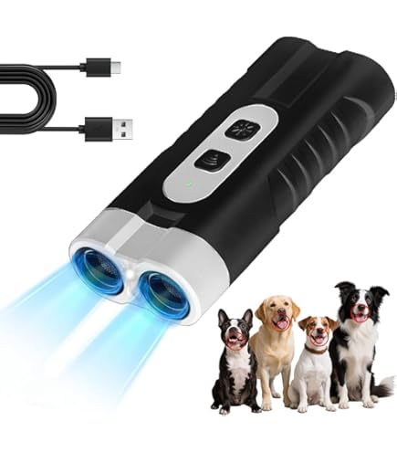 Afweerapparaat voor agressieve honden, ultrasoon geluid en led-flits, draagbaar en veilig, verdrijft bedreigende honden zonder ze te beschadigen, perfect voor joggen, wandelen en fietsers, 20 m (Stop