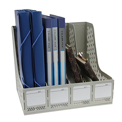 Liying Neu Stehsammler Zeitschriftensammler Stehorder DIN A4×4 Verschiedene Farben Kunststoff Grau
