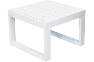DECOR SPACE Decorspace Tavolino da caffe "Ibiza" per lettino da esterno e giardino 45 cm in alluminio (Bianco)