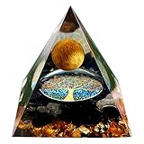 Moonstone Crystal Orgone Pyramid - Tiger Eye Ball Tree Of Life - Ogan Crystal Energy Tower - Nature Reiki Healing Chakra Crushed Stone Jewelry - 5cm