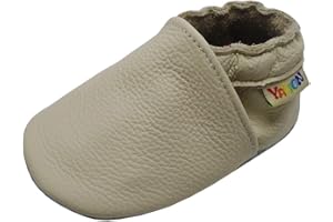 YALION Chaussons Bébé Fille Garçon Enfant Chaussures Cuir Souple Premiers Pas Antidérapantes Semelles en Daim