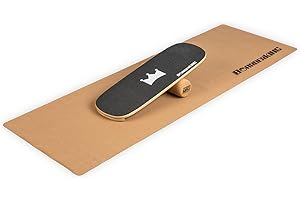 BoarderKING Indoorboard Classic - Tavola di Equilibrio per Surf e Skate Indoor, Tavola Propriocettiva per NeuroMuscular Response Training, incl. Tappetino Protettivo