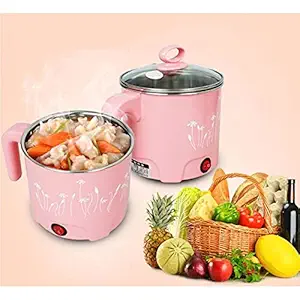 TONSYL Mini Electric Food Pans Cooking Pot Cup for Home, Office and Travel, Double Anti-Heating, Perfect for Water, Ramen, Egg, Pasta, Dumplings, Soup, Porridge with Glass Lid and Handle