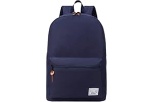 VASCHY Schulrucksack, Leichtgewichtler Lässiger Klassiker Wasserabweisender Rucksack für Herren Damen Reiserucksack 15,6 Zoll Laptop Blau