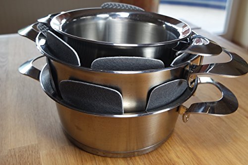 Chefarone Pfannenschutz mit antirutsch – 5er Set Stapelschutz – 38 cm Pfannenschutzeinlagen – Pfannenschutzset – Pfannenschoner für Pfanne - 3