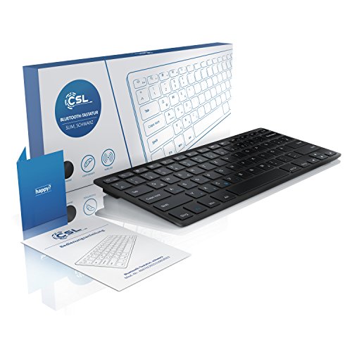 CSL – Bluetooth Slim Tastatur / Wireless Keyboard im Slim-Design | QWERTZ-Layout (Deutsch) | Multimedia Keys | Stand-By-Modus | Apple iOS / Microsoft Windows / Google Android | schwarz - 4