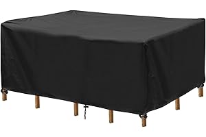 INMUA Housse Table de Jardin, Bache Salon de Jardin Imperméable, Anti-UV, 420D Oxford Tissu Housse de Table Chaise Meubles de Jardin Extérieure (150x90x75cm)