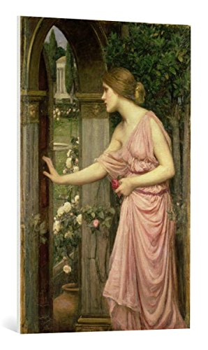 Kunst für Alle Reproduction sur Toile: John William Waterhouse Psyché ouvrant la Porte du Jardin d'Amour - Impression d'art de Haute qualité, Toile sur châssis, Tableau prêt à susprendre, 65x100 cm