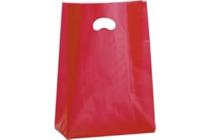 Propac Z-SHF35R Shopper in Plastica con Manico a Soffietto, 35 x 50 cm, Colore Rosso - Set di 100 Pezzi