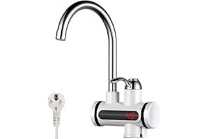 WEIGUDOC Rubinetto istantaneo da 220 V, 3000 W, scaldabagno elettrico, rubinetto rapido con display digitale a LED, cucina, bagno, acciaio inossidabile, rubinetto elettrico