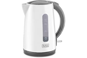 BLACK+DECKER Cordless Electric Kettle, 2200W, 1.7L Capacity, Quick Boiling, Lightweight Design, 360° Swivel Base, Auto Shut-Off, Boil-Dry Protection, Concealed Heating Plate, White - JC70-B5