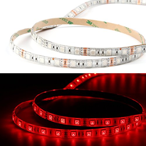 Salcar 5m RGB LED Strip mit 300 LEDs (SMD5050), IP65 wassergeschützt/wasserdicht, inkl. 24 Tasten IR Fernbedienung, Controller und 12V 60W Netzteil, 16 Farben auswählbar - 2