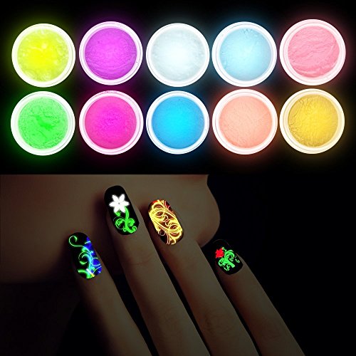 Anself 10St Nachtleuchtend Nail Glitzerpuder Nagel-Puder Nail Glitzer für Nagelkunst