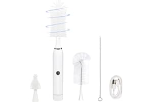 BLIMYSWE Juego de Cepillo Biberones Eléctrico, Cepillo Limpia Biberones con Cepillo para Biberones, Cordón, Limpia Biberones Electrico de 1800mAh para Limpiar Biberones de Agua/Leche