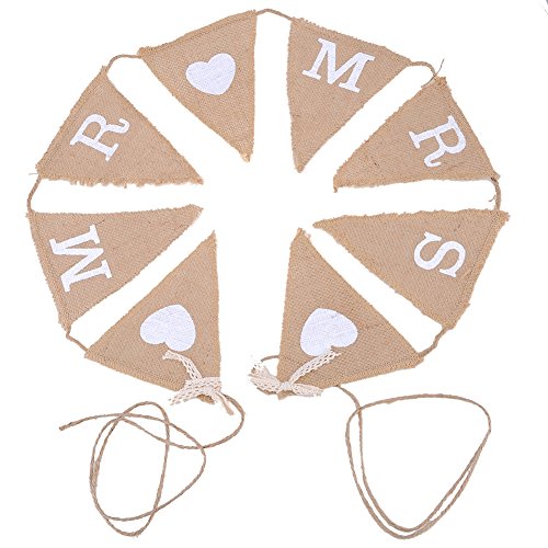 Vintage Affair Mr & Mrs Jute Flagge Fahne für Hochzeit oder Party - 6
