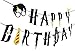 Produktbild Wuree für Happy Birthday Party Supplies Alles Gute zum Geburtstag Banner Filz Garland Party Dekoration (schwarz)