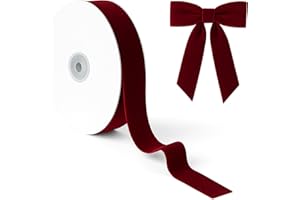ENYRIANX Burgundy Velvet Ribbon, 25mm x 9.14m (1" x 10yds), Single-Faced Velvet Ribbon Roll for Gift Wrapping, Christmas Decorations, Christmas Tree Ornaments, Wreaths, Wedding Decoration, Bow Making