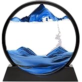 7' inch Blue Color Decorative Round Hourglass Desert Themed Stylish Hourglass Stress Reliever 18x17cm (Blue)