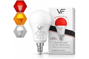 VERLSA Bombilla Led 3 Tonalidades - E14-7w - Luz Roja Nocturna Melatonina 625nm, Ámbar 1600k y Blanca 4000k - 0% Luz Azul - Bombilla Roja Flicker Free - Relajante, Regalo Para Bebé/Lactancia y Adultos