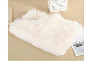 DAIHAN Pet Kitten Kunstpelz Weich und Bequem Hundedecke Katzendecke Plüschdecke,Rutschfester Flauschiges Katzenkorb Katzenbett Plüsch Kissenauflage Haustierbetten Hundematte Katzenkissen Weiß 100*75cm
