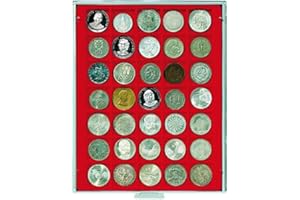 LINDNER Das Original Box Monnaies Standard à 35 alvéoles carrés pour Monnaies/Capsules jusqu'à Ø 36 mm