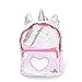 Produktbild kakakooo 1PC Creme Unicorn Kopf Netter Sequin Einhorn Rucksack Soft 3D Unicorn Schultasche Reise Laptop Daypack Tasche (Silber)