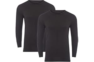 Style Lockers® Pack of 2 Mens Thermal Long Sleeve Base Layer Top - Adults Winter Ski Inner Vest Warm Underwear T-Shirts - Quick Dry Undershirt for Outdoor Sports Running Size S-XXL