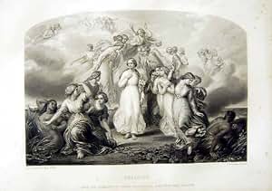 Old Original Antique Victorian Print Chastity Naked Women 1866 Art