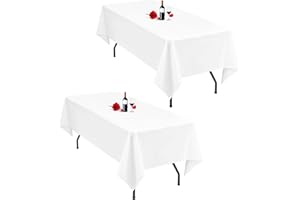 Lumaycens 2 Pack White Tablecloth 60X102Inch Table Cloths Rectangle White Polyester Farbic Tablecloths For 6 Foot Table Washable White Table Cloth Rectangular for Wedding Party Banquet