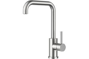 FORIOUS Grifo Cocina, Grifos Cocina Fregadero Giro de 360° Acero Inoxidable Torneira Cozinha L Monomando para 1 Orificio