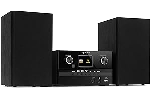Auna Stereoanlage, Kompaktanlage mit CD-Player & DAB Radio, Mini Stereoanlage mit 2 Lautsprecher, Musikanlage mit FM/DAB/DAB+ Digital-Radio, Bluetooth & AUX, MP3 & Spotify, Musik-Anlage Kompakt