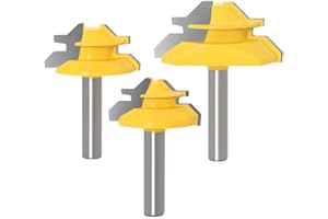 WSOOX 8mm Gambo Frese per Scanalature 45° Router Bits Set, 3pcs Punte di Falegnameria, Frese Trapano Lavorazione del Legno Strumenti