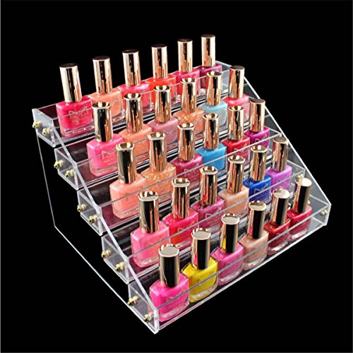 DANCINGNAIL Acryl Nailart Nagellack Aufbewahrungsbox Kosmetik Aufbewahrung Nail Polish Display (leer) Transparent 5-reihig 26 (L) 21 (W) 15 (H)