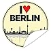 Produktbild I love Berlin Aufkleber  Veredeln Sie Geschenke mit einem tollen Aufkleber  Jahrestag Geschenk Berlin  inkl. Alles Gute - Postkarte  rund  9,5 cm
