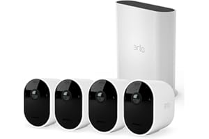 Arlo Pro4 Smart Home Security Camera CCTV 4 camera system with SmartHub Bundle, FREE local storage, Apple HomeKit compatible - white, with Free Trial Secure Plan