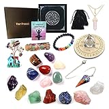 23 Pieces Of Healing Crystals Set Includes 8 Self-healing Crystals, 7 Rough Stones, Crystal Tree, Bracelet, Pyramid, Energy Wooden Plate, Jewelry, Gift Box Of The Primary Healing Meditation Series