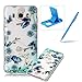 Price comparison product image Clear Case for Samsung Galaxy J5 2016,TPU Cover for Samsung Galaxy J5 2016,Herzzer Ultra Slim Soft Gel Creative Colorful Pattern Design Shock-Absorbing Transparent Rubber Silicone Back Skin Protective Case for Samsung Galaxy J5 2016 + 1 x Free Blue Cellphone Kickstand + 1 x Free Blue Stylus Pen - Blue Butterfly Flower