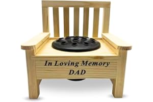Yaldram Mini Wooden Memorial Bench with Black Plastic Insert Pot Fresh Artificial Flowers Graveside Ornament Bench with Flower Holder Heartfelt-Tribute (In Loving Memory DAD)