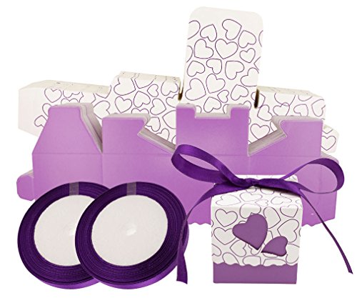 100x Kreative Herz-Entwurf Hochzeit Party Gastgeschenk Box Kartonagen Schachtel Lila
