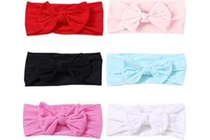 COUXILY 6 Pezzi Cerchietti Turbante Copricapo Fasce Cerchietti Fasce per Capelli Bambina Neonata Annodato La Farfalla per Battesimo (B01)