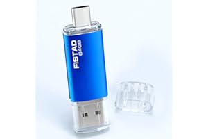 FISTAD Memoria USB 64GB, 2 en 1 OTG Flash Drive USB 2.0 64GB Pen Drive Tipo C Memory Stick para PC, Laptop Almacenamiento de Datos (Azul)