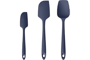 U-Taste Espátula Silicona Juego de 3：250℃ Resistente al Calor, Lengua de Goma Flexible sin BPA sin Costuras para Cocinar, Mezclar y Hornear para Utensilios de Cocina Antiadherentes (Azul noche)