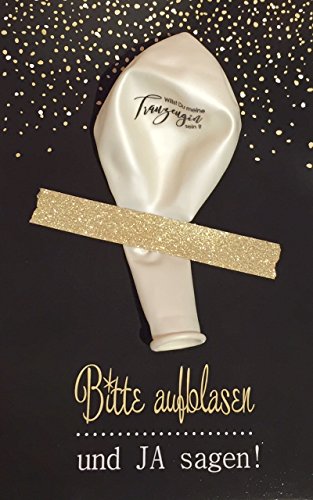 Karte mit Ballon - Willst Du meine Trauzeugin sein? schwarz/gold