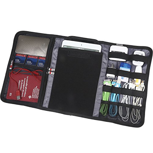 BUBM Neue Wrap Universaltasche Reisetasche für Elektronikzubehöre Elektronik Organizer wie iPad Mini, 3 Flächer, Schwarz - 6