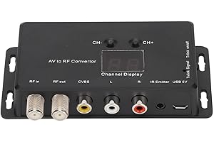 PUSOKEI UHF-Modulator - TV-LINK-Modulator, PAL NTSC AV-zu-HF-TV-Verteilungsmodulatoren, -Innengewinde AV-Audio-Video-TV-Link-UHF-Konverter für HF-Ausgang von SLX / TV-Links