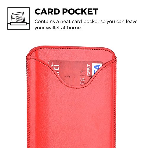 Cooper Cases(TM) Neon Pouch Custodia Universale per Smartphone da 5-5,5 pollici in Rosso (Fessure, Linguetta estraibile, Design Armonioso ed Elegante, Materiale in eccellente ecopelle)