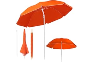 HOME KOKO LOOK SET di OMBRELLONE da Spiaggia Inclinabile 200CM + APPENDIABITI + SACCA PVC, Obrellone da Balcone/Giardino/Terrazzo/Piscina/Pesca Esterno Antivento Portabile